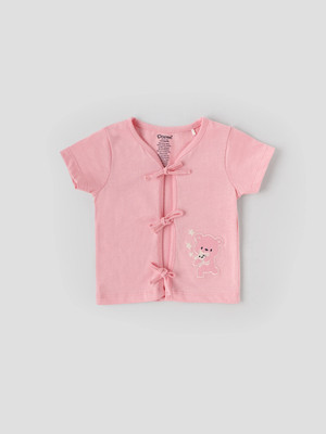 Popees Baby Girls Pure Cotton Tie-up Top(Pink, Pack of 1)