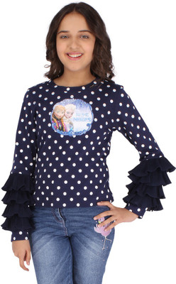Cutecumber Girls Casual Georgette Top(Blue, Pack of 1)