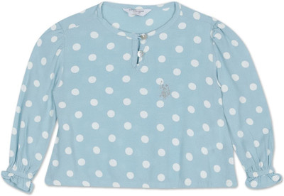 U.S. POLO ASSN. Girls Casual Pure Cotton Top(Blue, Pack of 1)