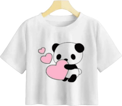 V Creation Girls Casual Polymer Crop Top(White, Pack of 1)