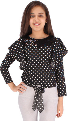 Cutecumber Girls Casual Polyester Top(Black, Pack of 1)