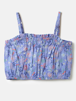 United Colors of Benetton Girls Pure Cotton Blouson Top(Blue, Pack of 1)