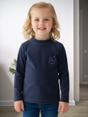 salvia Girls Casual Velvet Full Sleeve Top(Dark Blue, Pack of 1)
