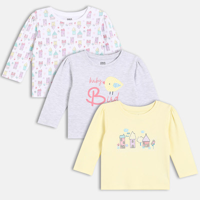 MINI KLUB Baby Girls Casual Cotton Blend Knit Top(Multicolor, Pack of 3)