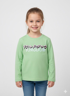 SAALVIA Girls Casual Lycra Blend Full Sleeve Top(Green, Pack of 1)