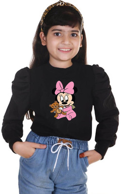 Zalorawear Girls Casual Cotton Blend Top(Black, Pack of 1)