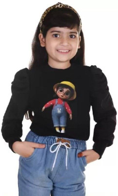 Zalorawear Girls Casual Cotton Blend Full Sleeve Top(Black, Pack of 1)