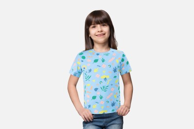GINI & JONY Girls Casual Cotton Blend Top(Blue, Pack of 1)