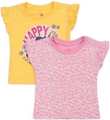 U.S. POLO ASSN. Girls Casual Pure Cotton Top(Pink, Pack of 2)