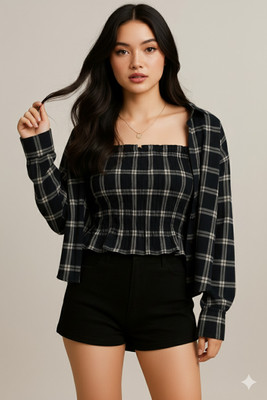 BLUEFINENTERPRISES Girls Casual Cotton Blend Tunic Top(Black, Pack of 1)