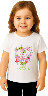 CERABI Girls Casual Pure Cotton Top(White, Pack of 1)