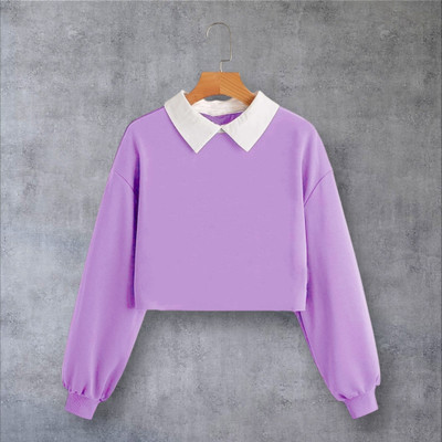 ZENWREN Casual Solid Women Purple Top