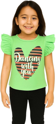 CERABI Girls Casual Pure Cotton Top(Green, Pack of 1)