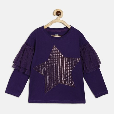 MINI KLUB Girls Casual Pure Cotton Knit Top(Purple, Pack of 1)
