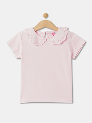 R&B Girls Casual Cotton Blend Top(Pink, Pack of 1)