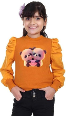 AZARZA FASHION Girls Casual Cotton Blend Raglan Top(Black, Pack of 1)