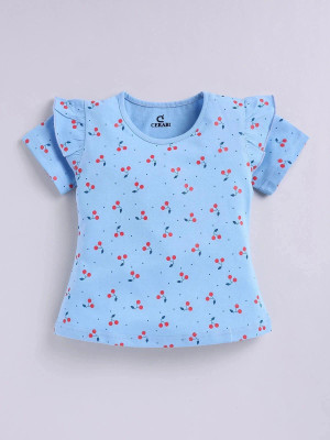CERABI Girls Casual Pure Cotton Top(Blue, Pack of 1)