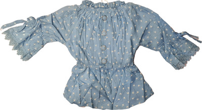 MUMMASCHOICE Girls Casual Rayon Top(Blue, Pack of 1)