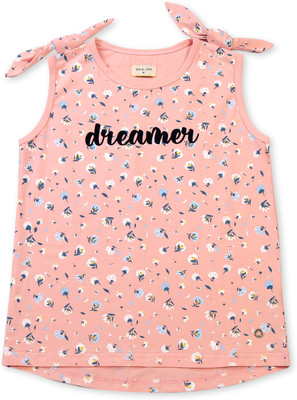 GINI & JONY Girls Casual Cotton Blend Top(Pink, Pack of 1)
