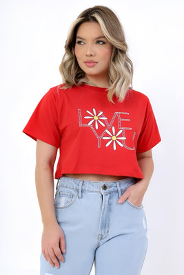 psv fashion Girls Casual Pure Cotton Crop Top(Red, Pack of 1)