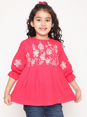 Ishti Girls Casual Rayon A-line Top(Red, Pack of 1)