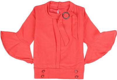 V-MART Girls Casual Rayon Top(Red, Pack of 1)