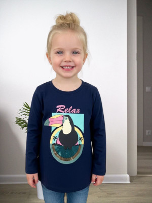 SAALVIA Girls Casual Cotton Lycra Blend Full Sleeve Top(Dark Blue, Pack of 1)