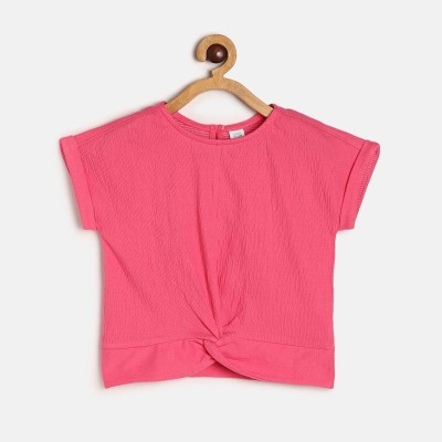 MINI KLUB Girls Casual Pure Cotton Knit Top(Pink, Pack of 1)