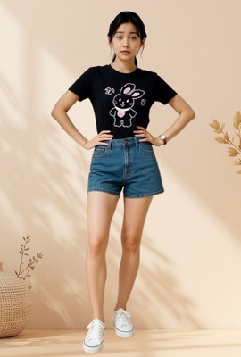 ClassyApparel Girls Casual Cotton Blend Crop Top(Black, Green, Pack of 1)