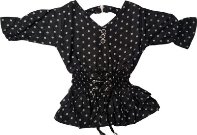 MUMMASCHOICE Girls Casual Rayon Top(Black, Pack of 1)