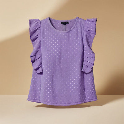 Purple United Kids Girls Cotton Blend Top(Purple, Pack of 1)