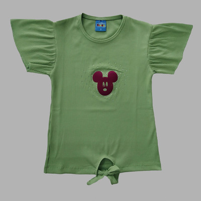 Little Funniky Girls Cotton Blend Tunic Top(Green, Pack of 1)