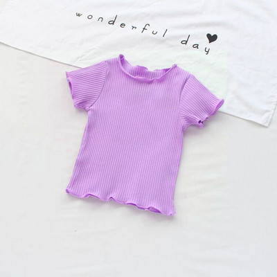 NT CLOTHING Girls Casual Cotton Blend Crop Top(Purple, Pack of 1)