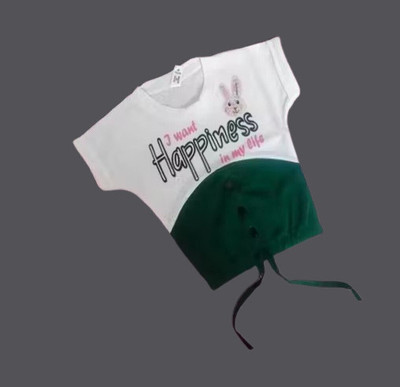 STYLESHIVAM Girls Casual Chiffon Fashion Sleeve Top(Green, White, Pack of 1)