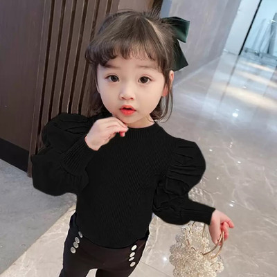 Sunburst Girls Casual Cotton Blend Full Sleeve Top(Black, Pack of 1)