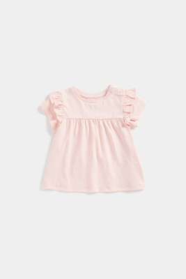 Mothercare Baby Girls Casual Cotton Blend Peplum Top(Pink, Pack of 1)