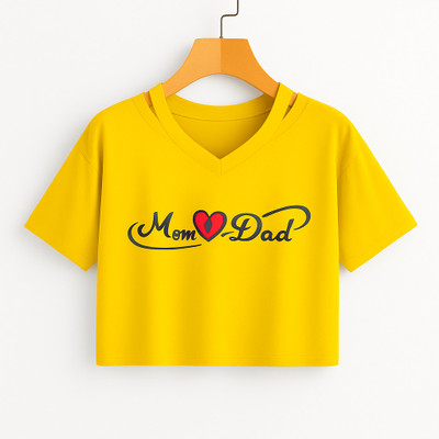 CROP ZONE Girls Casual Cotton Blend Crop Top(Yellow, Pack of 1)