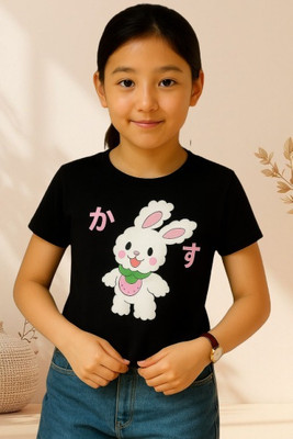 ClassyApparel Girls Casual Cotton Blend Crop Top(Black, White, Pack of 1)