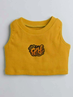 Miss & Chief Girls Casual Cotton Blend Crop Top(Yellow, Pack of 1)