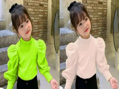 Morte Paple Girls Party Cotton Blend Full Sleeve Top(Multicolor, Pack of 2)
