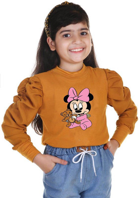 Zalorawear Girls Casual Cotton Blend Top(Orange, Pack of 1)