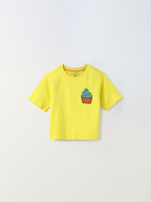 Spunkies Girls Pure Cotton Top(Yellow, Pack of 1)