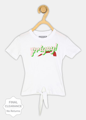 PROVOGUE Girls Casual Cotton Blend Top(White, Pack of 1)