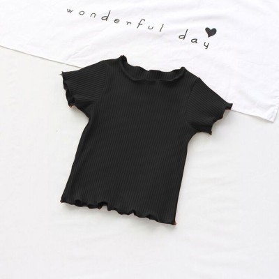 NT CLOTHING Girls, Baby Girls Casual Cotton Blend Crop Top(Black, Pack of 1)