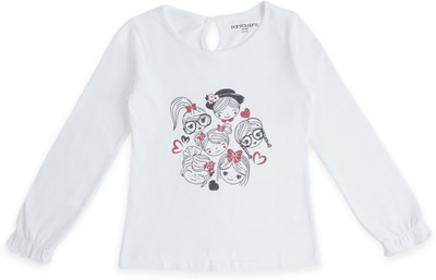 Pantaloons Junior Girls Casual Pure Cotton Top(White, Pack of 1)