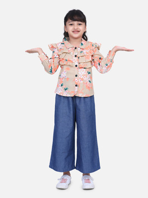 CUTIEKINS Girls Casual Polycotton Shirt Style Top(Multicolor, Pack of 1)