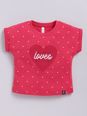 Ginie Girls Casual Cotton Blend A-line Top(Pink, Pack of 1)