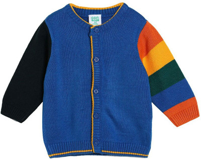 MINI KLUB Solid Round Neck Casual Baby Boys Blue Sweater