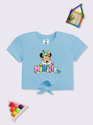 YK Disney Girls Pure Cotton Raglan Top(Blue, Pack of 1)