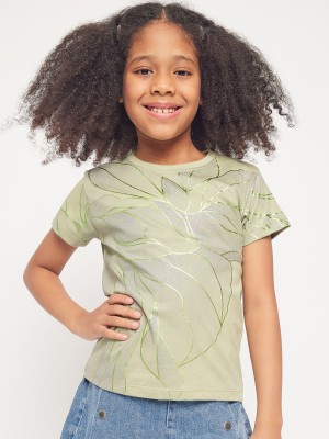 PAMPOLINA Girls Casual Cotton Jersey A-line Top(Green, Pack of 1)